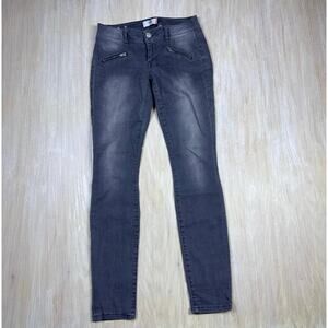 Cabi Graphite Gray Zip Pockets Skinny Stretch Moto Mid Rise Casual Denim Jeans 2